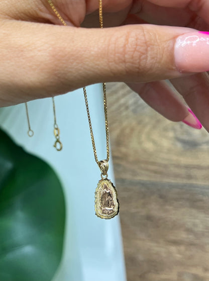 1139- NEW 14K Small Our Lady of Guadalupe Pendant W.G
