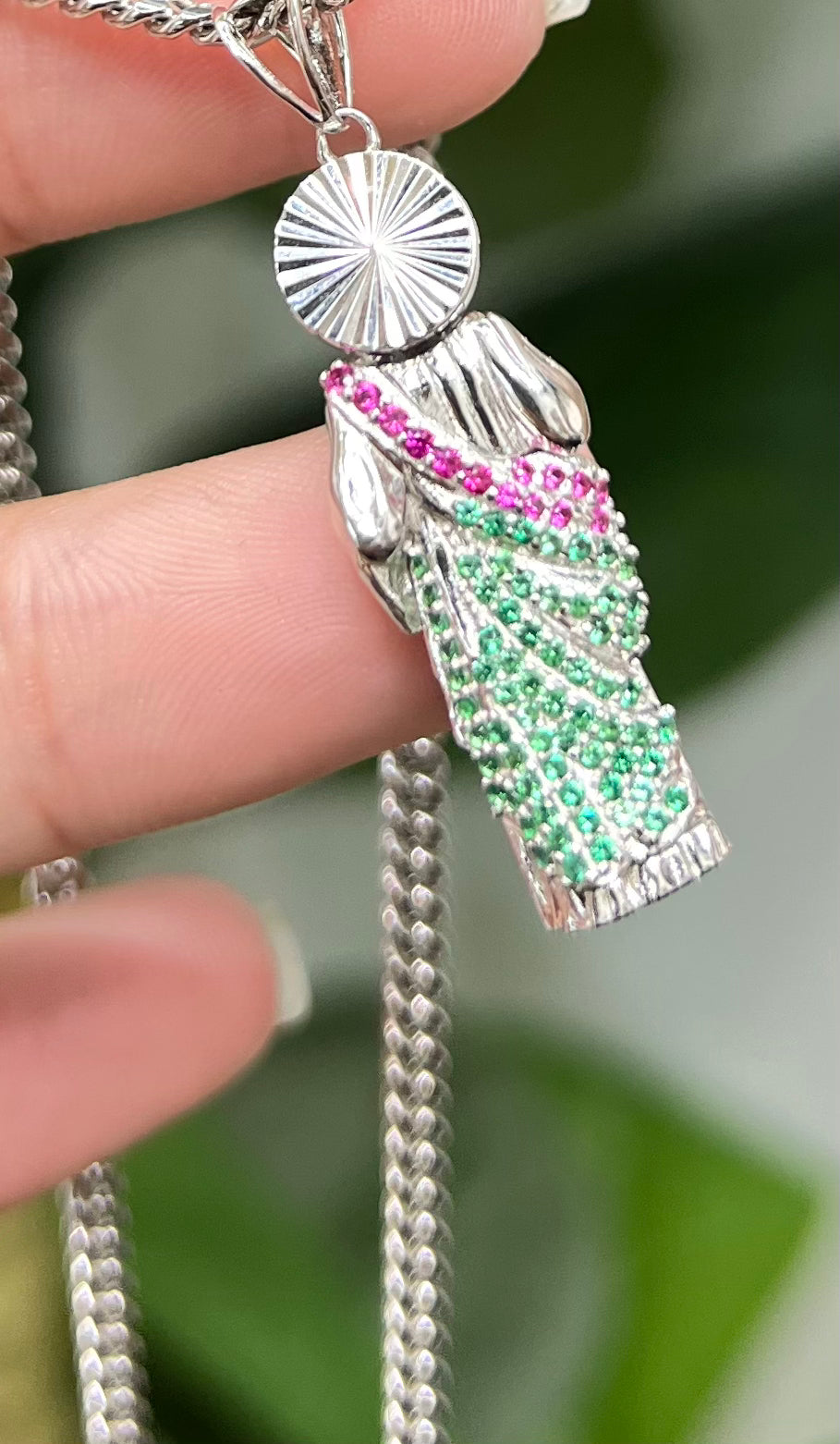 S297- NEW .925 Sterling Silver St Jude 3D Pendant W.G