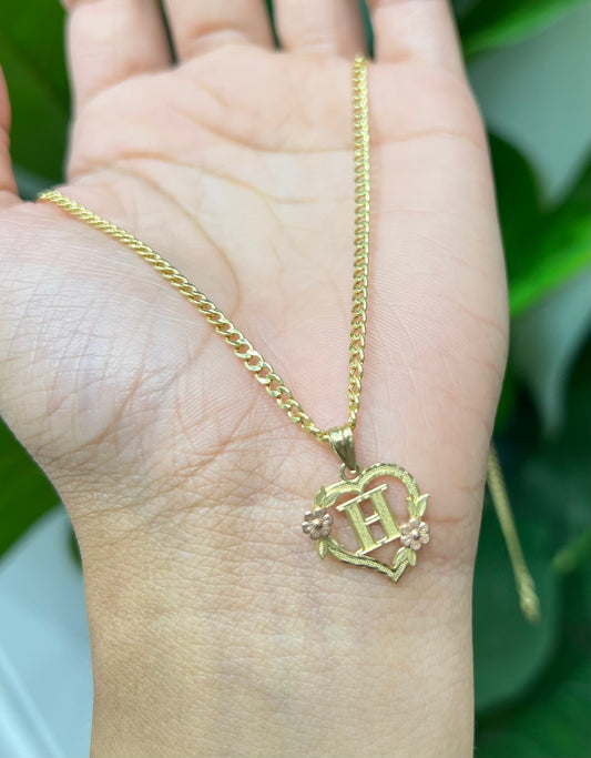 0048- NEW 14K Letter “H” Heart Shape Pendant W.G