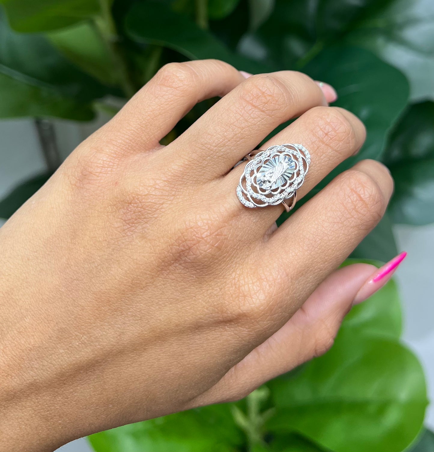S636- NEW . 925 Sterling Silver Oval St. Jude Ring W.G