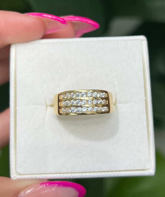 00157- Anillo de oro amarillo de 14 quilates para mujer, talla 6 1/2