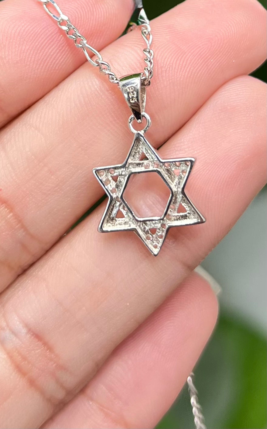 S572- NEW .925 Sterling Silver Star of David Pendant W.G