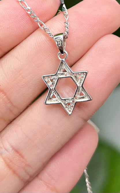 S572- NEW .925 Sterling Silver Star of David Pendant W.G