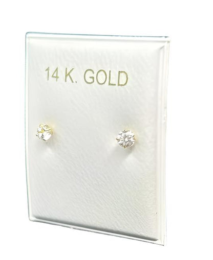 001- NEW 14K Gold Earrings        (3mm).W.G