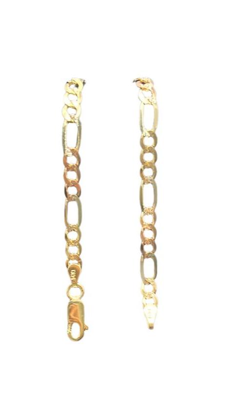 279- Figaro Two Color Gold Bracelet 8”