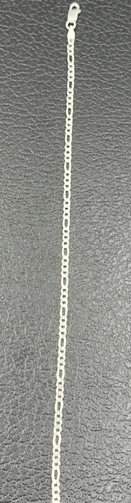 S301- Silver Figaro Bracelet 7”