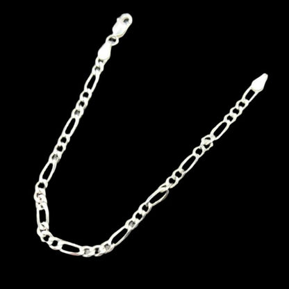 S303- Pulsera Figaro de plata italiana de 8”