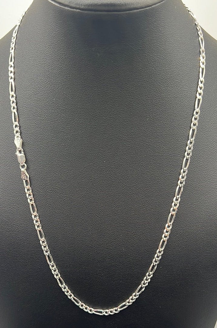 S306- Silver Figaro Necklace 18”