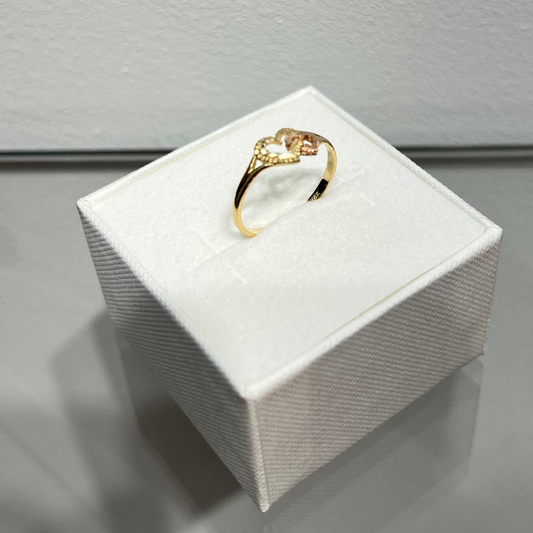 868- NEW 14K Gold Double Hearts Ring (W.G)