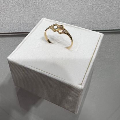 868- NEW 14K Gold Double Hearts Ring (W.G)