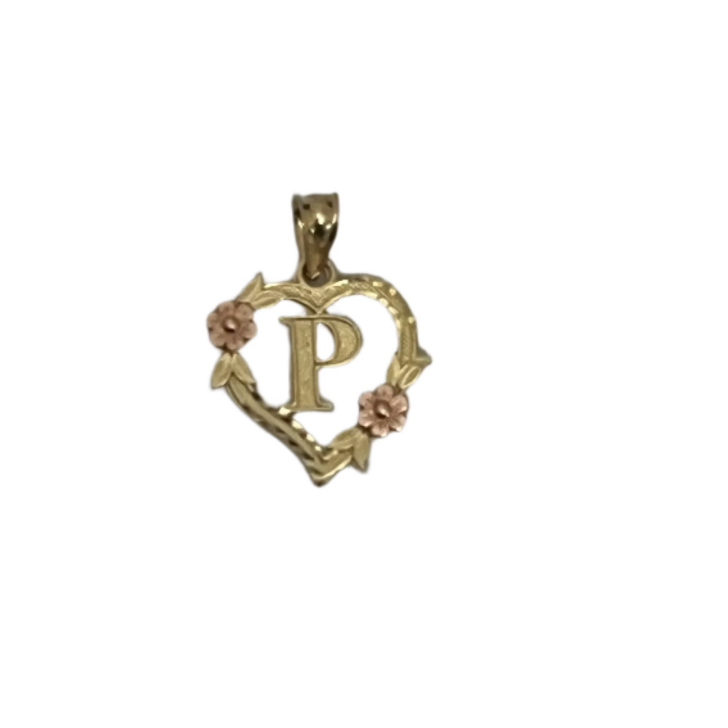 00176- NEW 14K Letter “P” Heart Shape  Pendant (W.G)