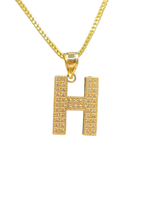 **369- Colgante de oro con la letra “H” de 14 quilates con brillo