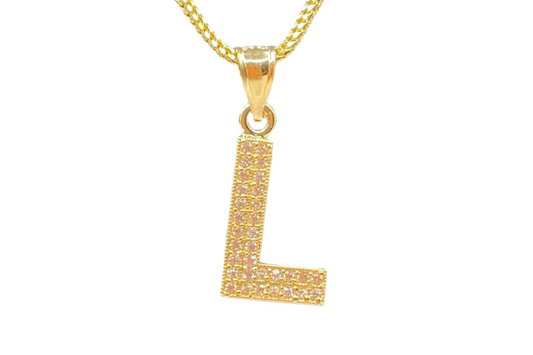 372- Colgante de oro con la letra “L” brillante de 14 quilates