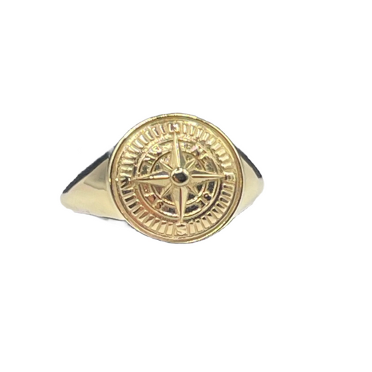 378- 14K Gold Compass Ring Sz 10