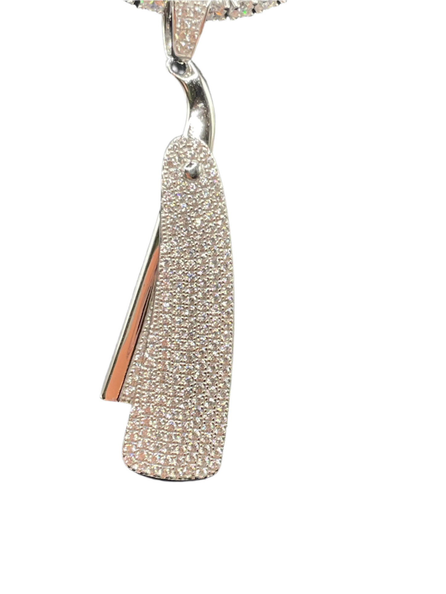 S402- 925 Sterling Silver Barber RazorClear CZ Pendant