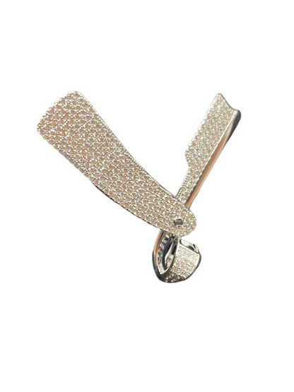 S402- 925 Sterling Silver Barber RazorClear CZ Pendant