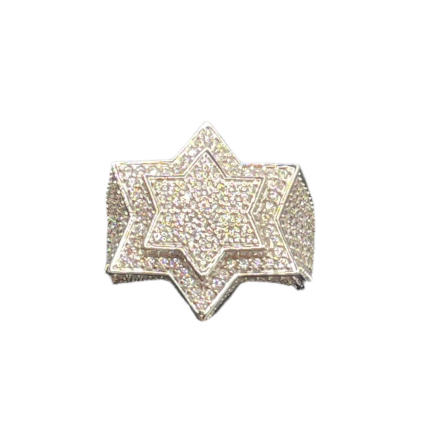 S396- 925 Sterling Silver Star CZ Ring Sz 11