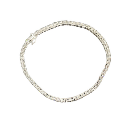 S385 - Pulsera de tenis de plata de ley 925 con circonitas cúbicas redondas de 3 mm y 8"