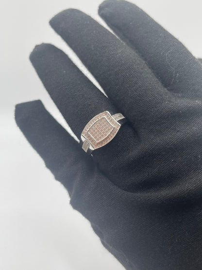 S422- 925 Sterling Silver Men's Micro Pave Rectangle Shape CZ Ring Sz 11