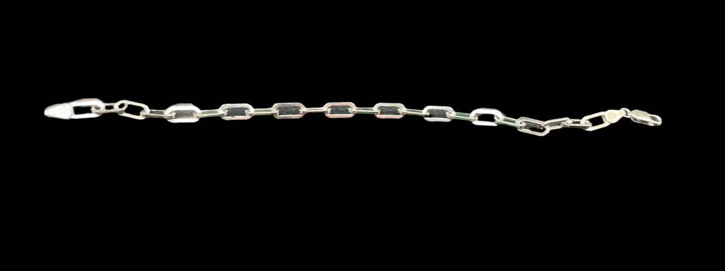 S436- 925 Sterling Silver Wide Oval D Cut Link Paperclip 5mm Bracelet