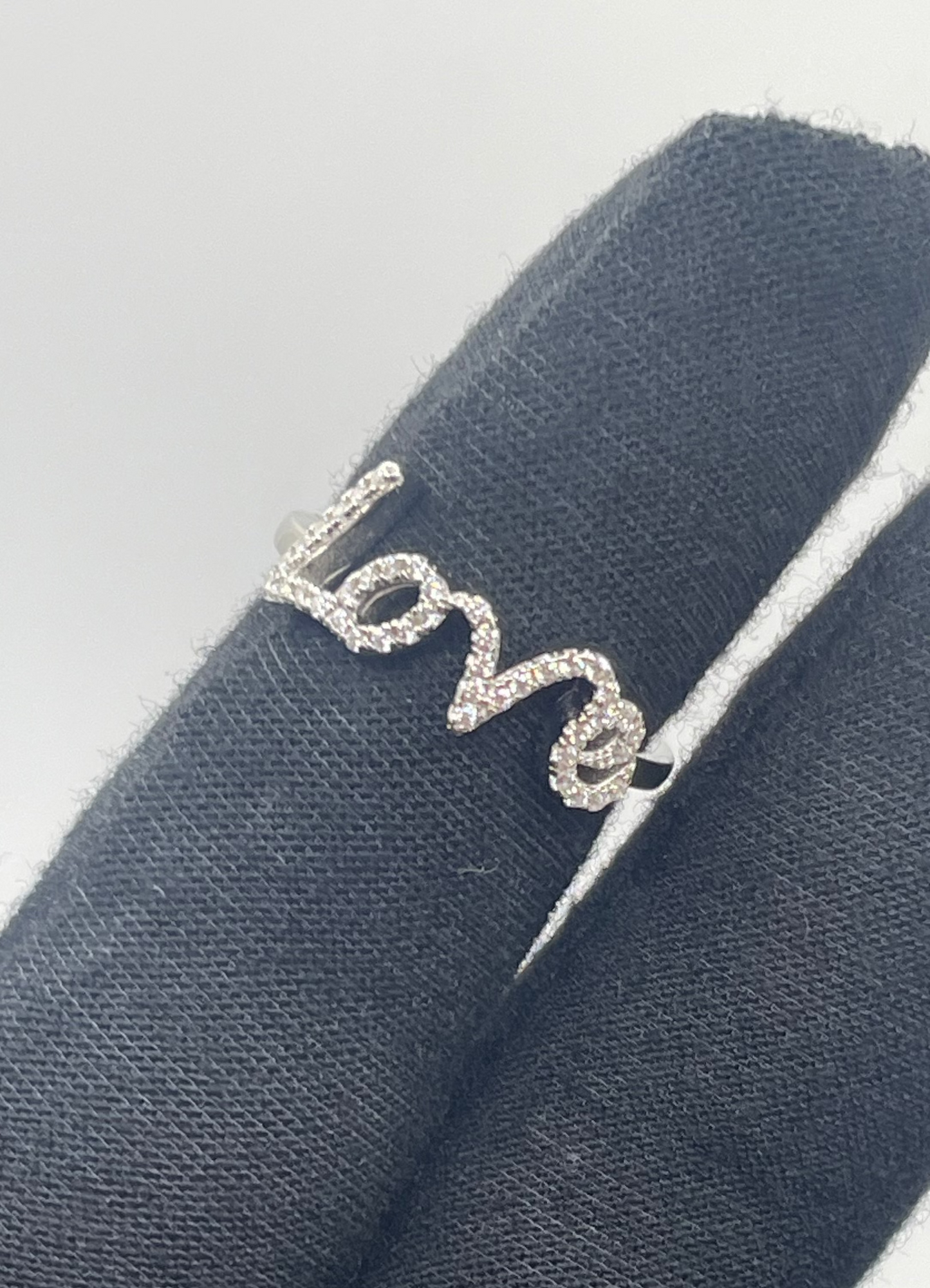 S555- .925 Love Clear Cz Ring Size 7