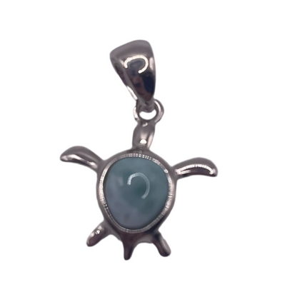 S676- Small Turtle Larimar Pendant