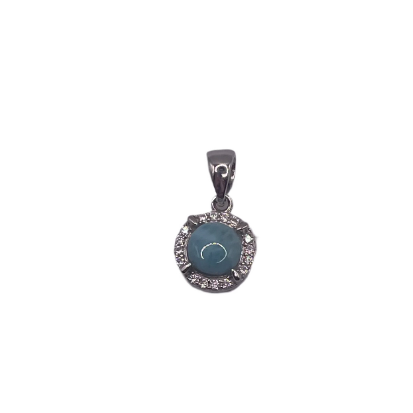 S673- Larimar Stone Pendant With Cz Stones