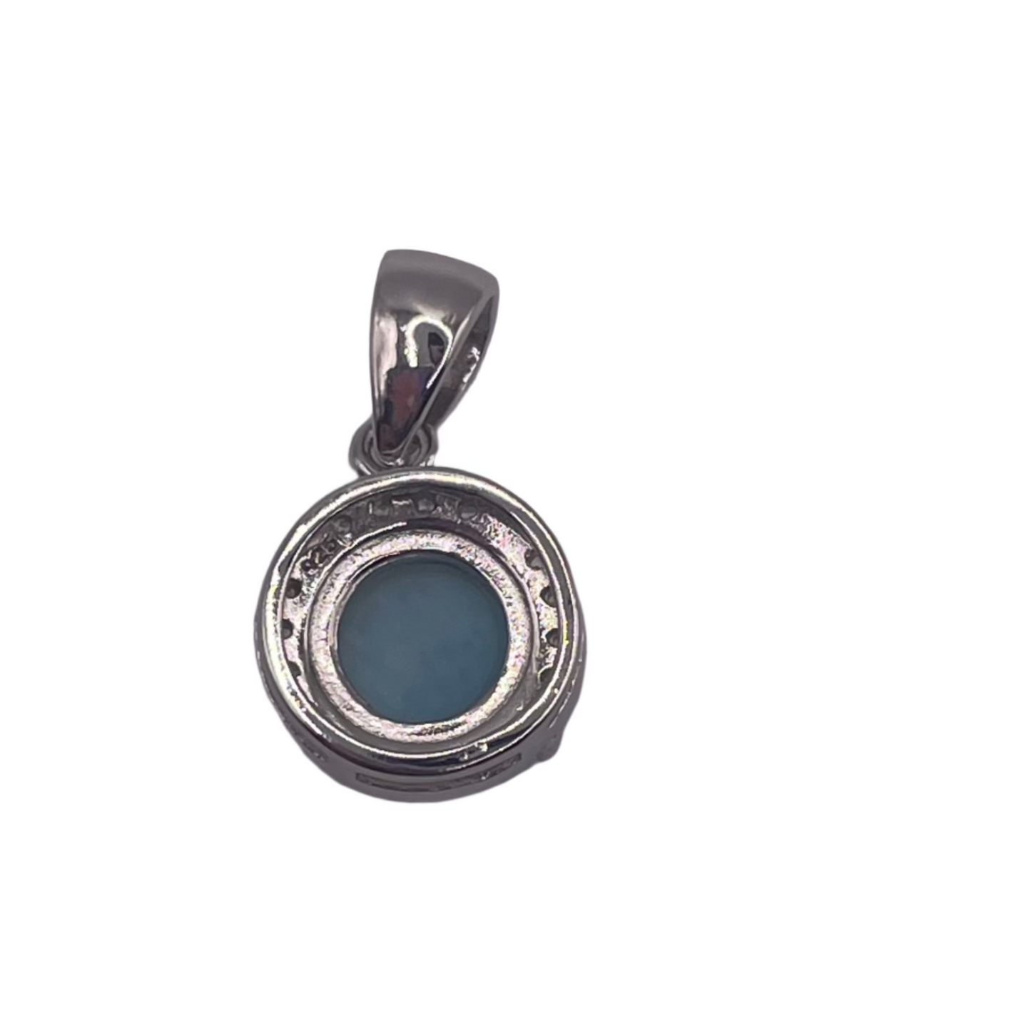 S673- Larimar Stone Pendant With Cz Stones