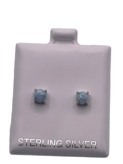 S668- Cicle Larimar Stone Studs 7mm