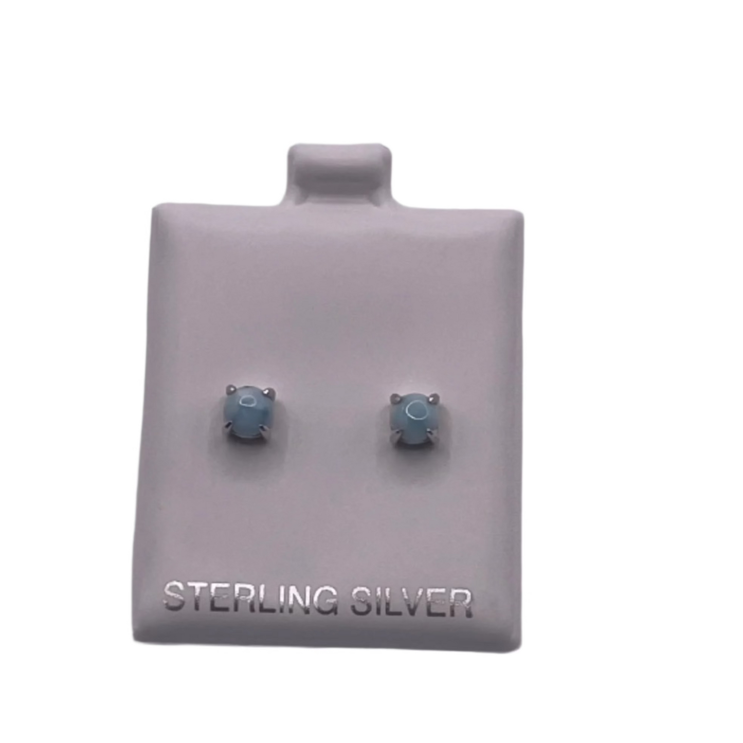 S668- Cicle Larimar Stone Studs 7mm