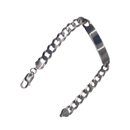 S797- Silver Miami Cuban ID Bracelet 8”