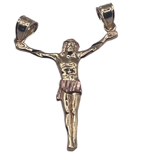 838- NEW 14K Crucifix Religious Pendant.   (34x24mm) W.G