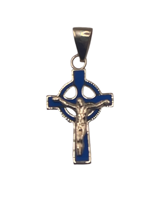 835- NEW Cross “Religious” Blue Pendant (20x12mm) W.G