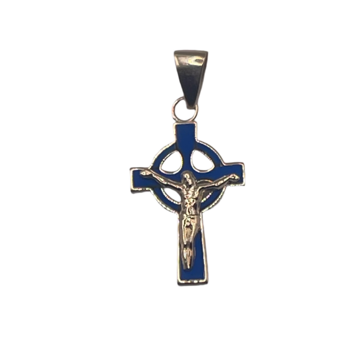 835- NEW Cross “Religious” Blue Pendant (20x12mm) W.G