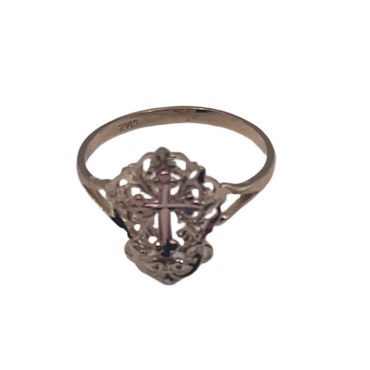 834- NEW 14K Cross “Religious” Ring (W.G)