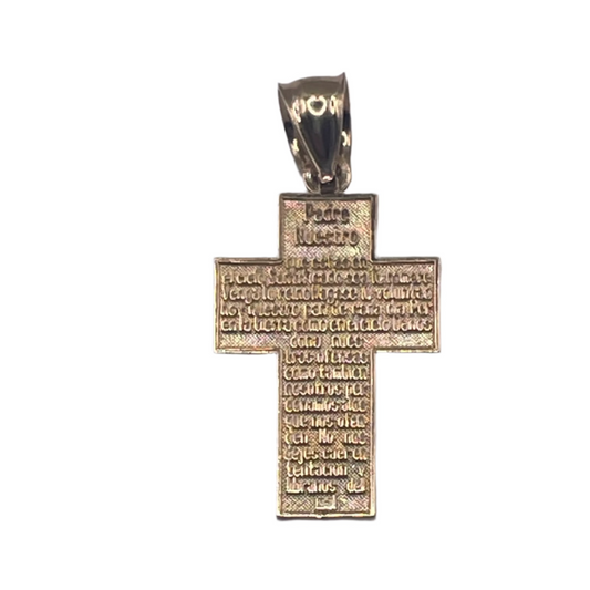 830- NEW 14K Religious “Padre Nuestro” Cross Pendant  (21x13mm)