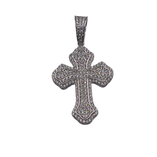 S858- Fashion Silver Cz Stones Cross