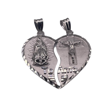 S857- Silver Separate Heart Pendant