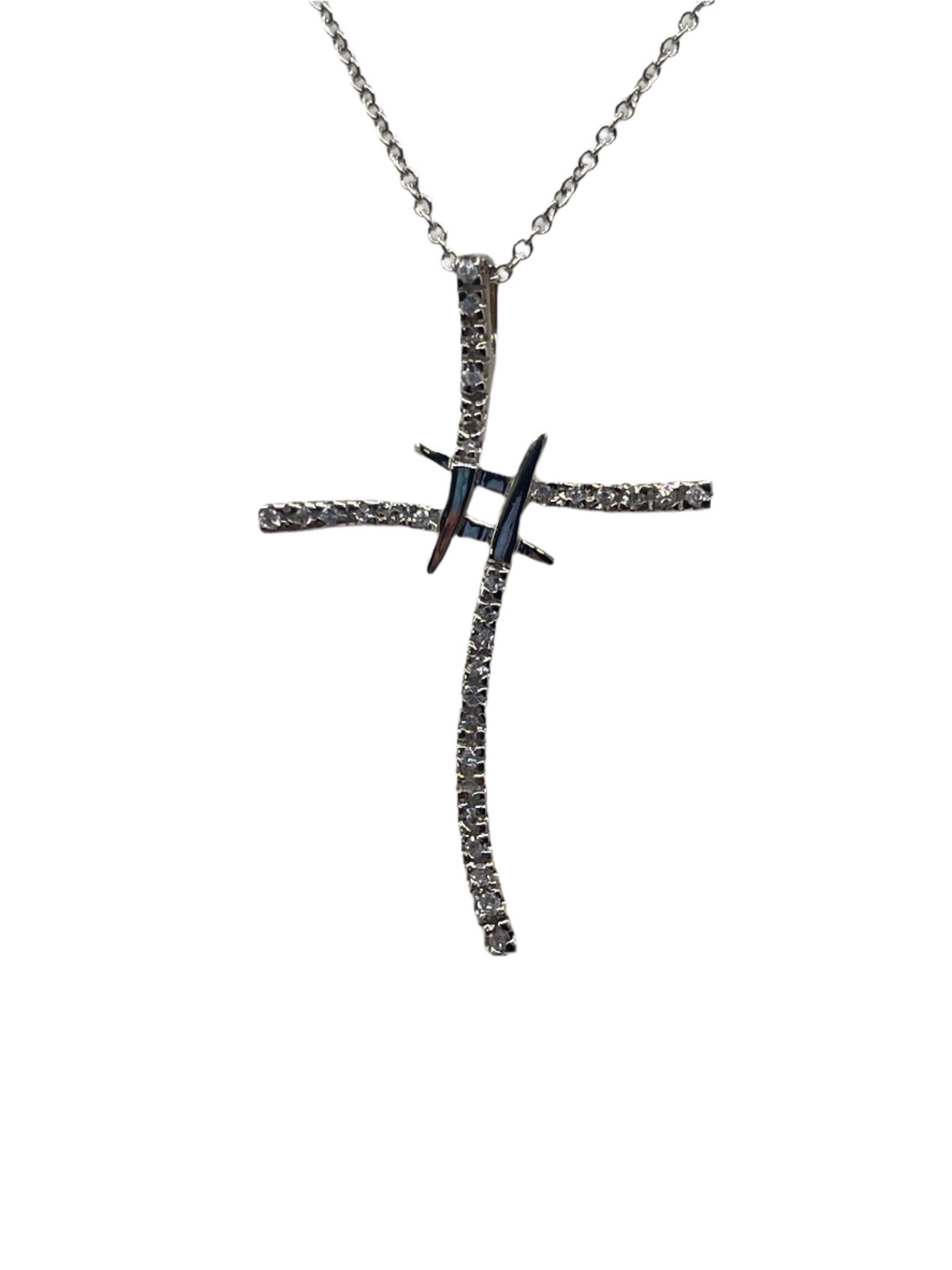 S854- Fashion Square Cross Chain Necklace & Pendant 16”