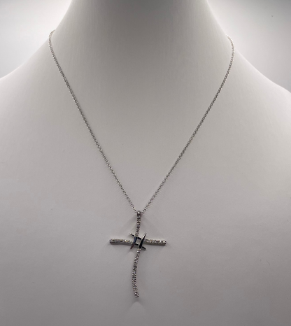 S854- Fashion Square Cross Chain Necklace & Pendant 16”