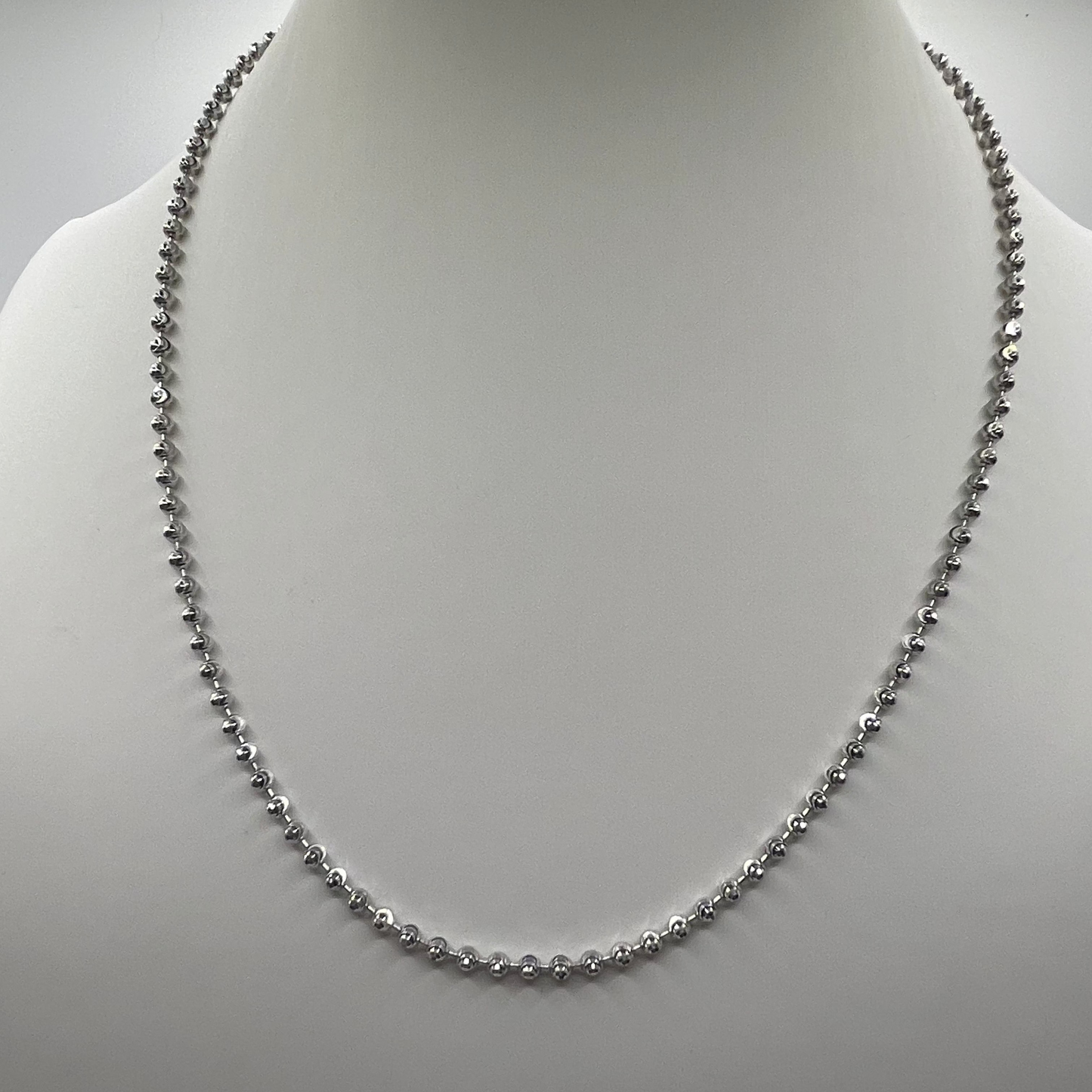 S852- Silver Beads Chain Necklace 18” 1.4MM