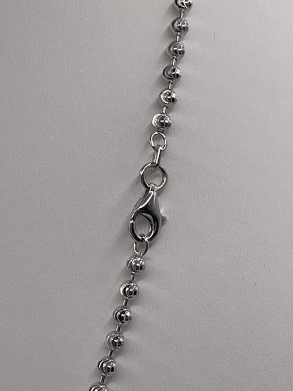 S852- Silver Beads Chain Necklace 18” 1.4MM