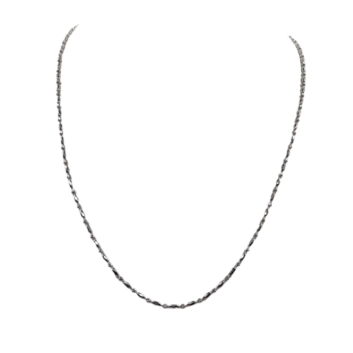 S848- Oval & Beads Chain Necklace 18”