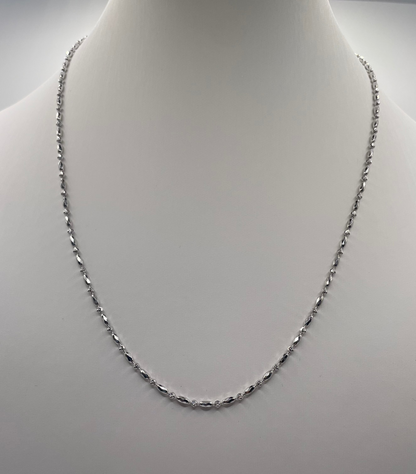 S848- Oval & Beads Chain Necklace 18”