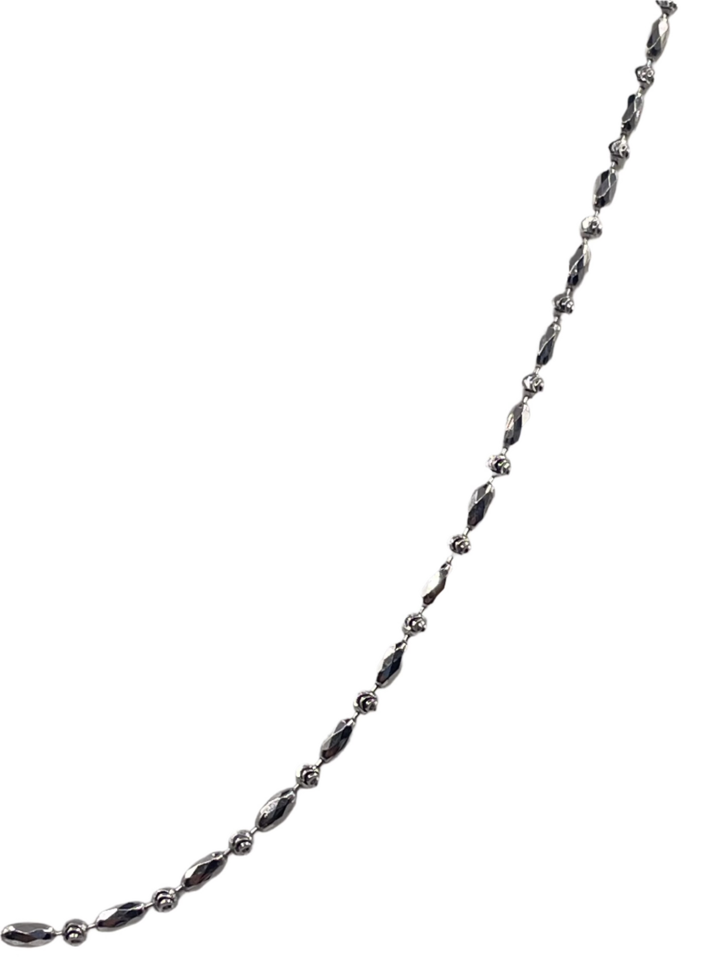 S848- Oval & Beads Chain Necklace 18”