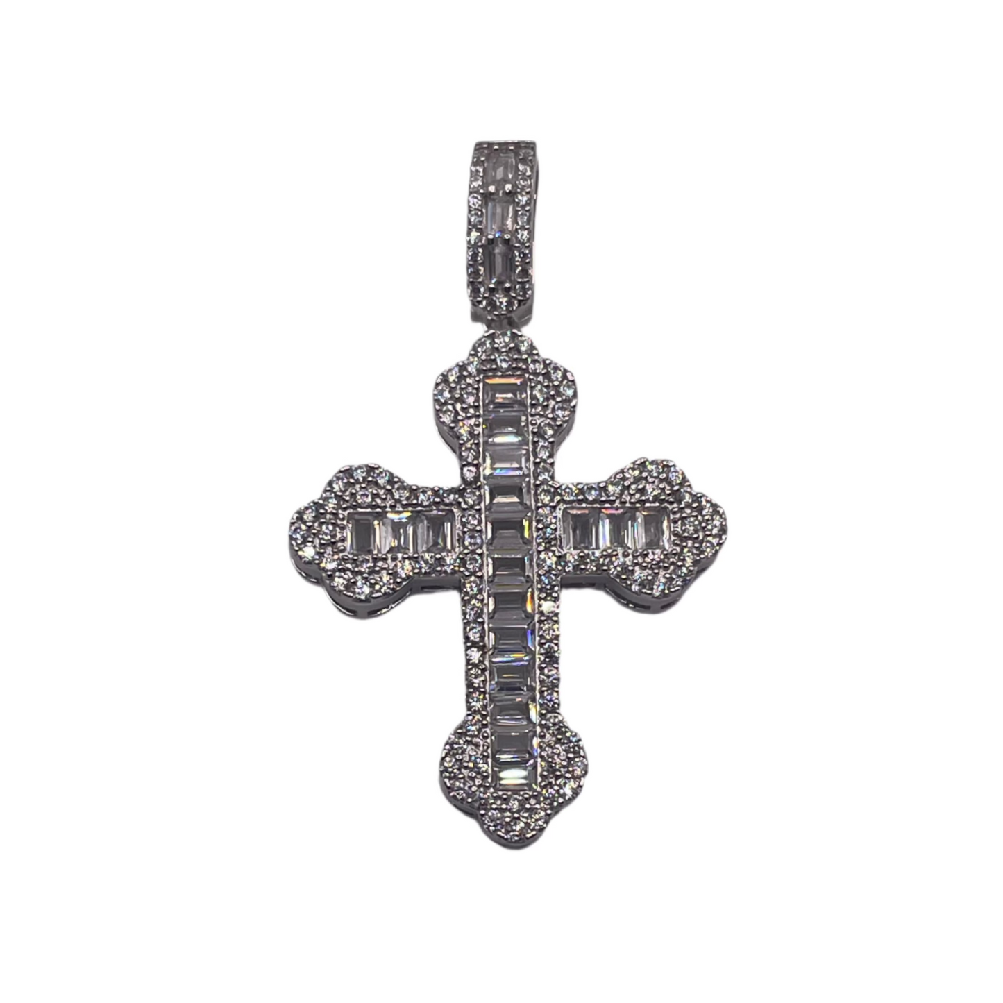 S842- Square Cz Stones Cross Pendant