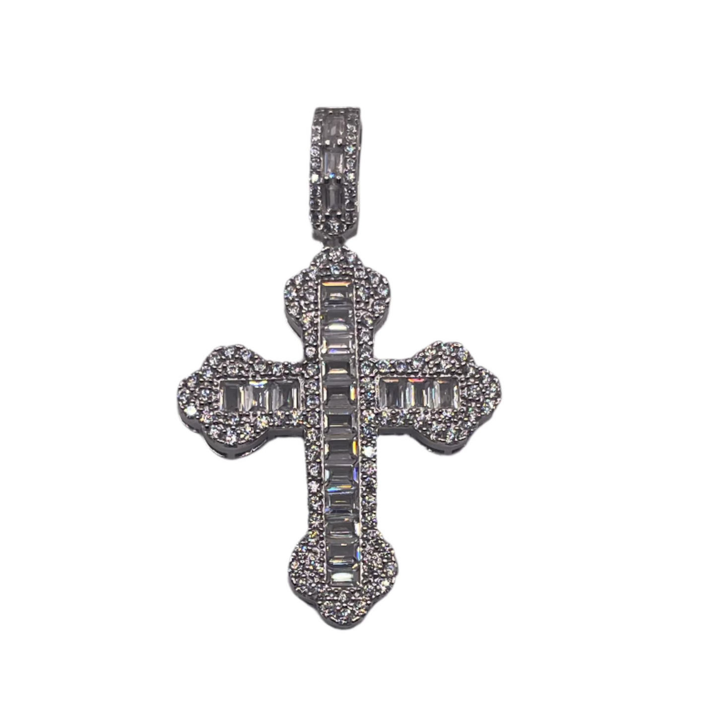 S842- Square Cz Stones Cross Pendant