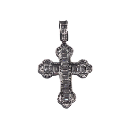 S842- Square Cz Stones Cross Pendant