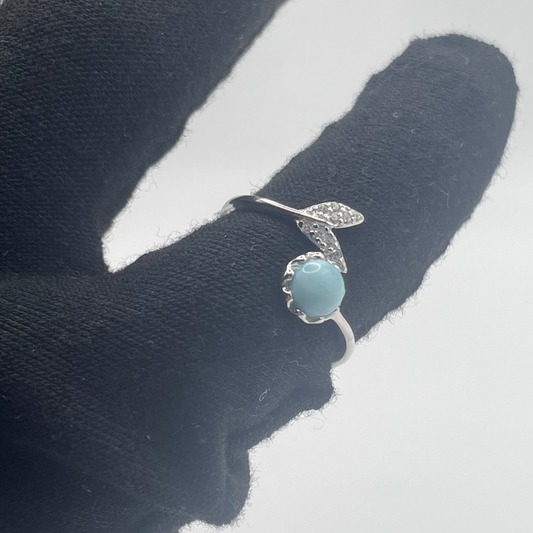 S890- NEW .925 Larimar Mermaid Adjustable Ring (W.G)