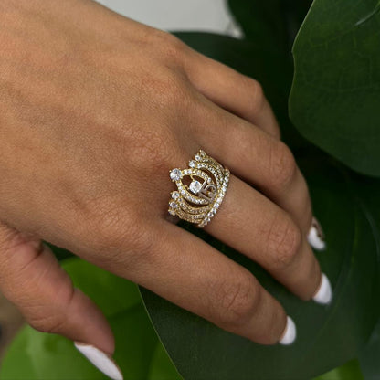 0005- NEW 14K Yellow Gold "Quinceañera” Crown Ring (W.G)